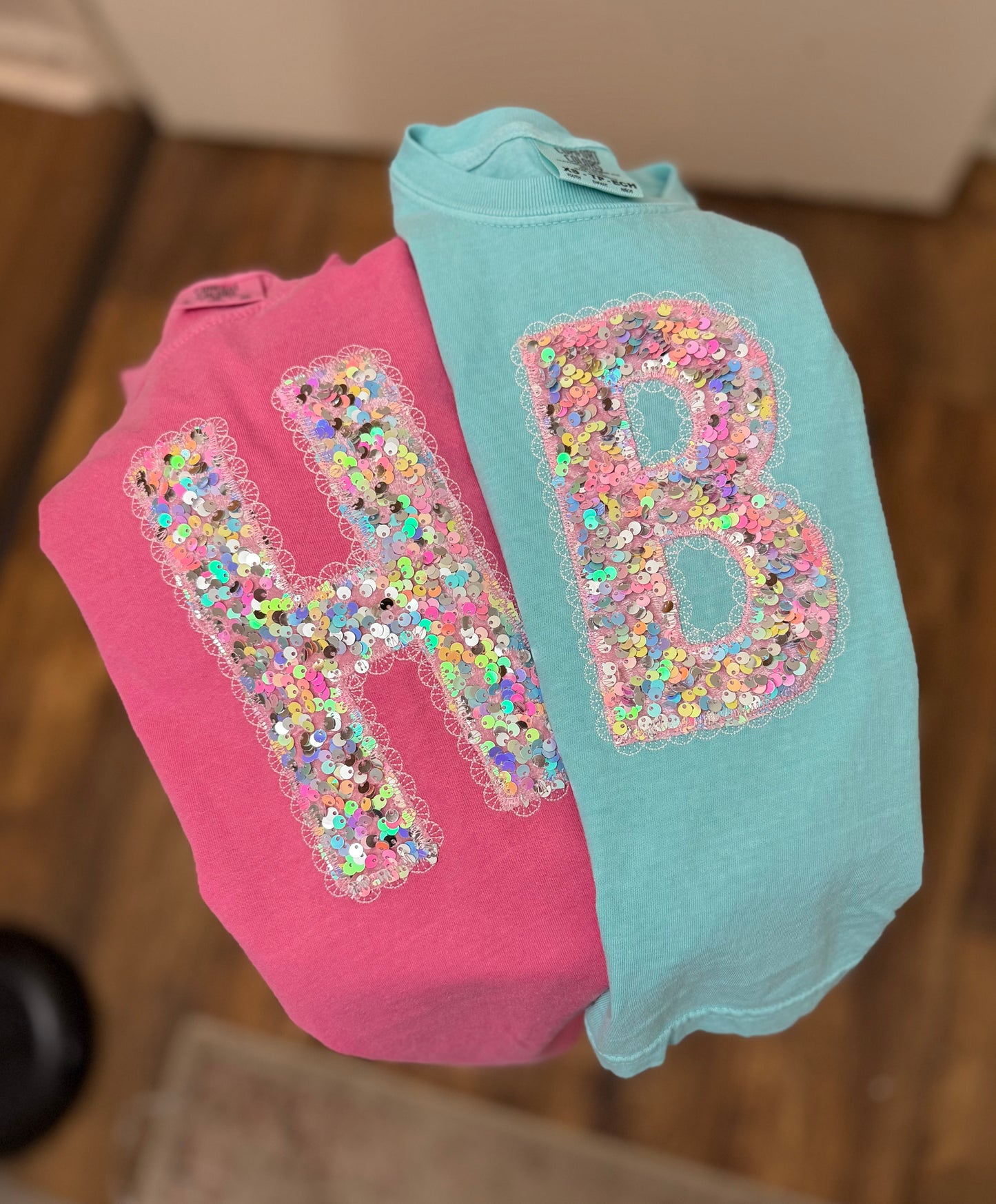 Sequin Lace Letter Tees