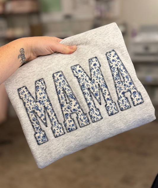 Blue Floral Custom Names