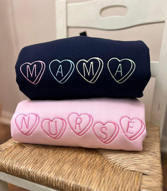 Embroidered Candy Heart Names