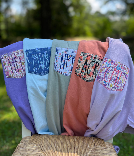 Applique Monogram Pocket Tees