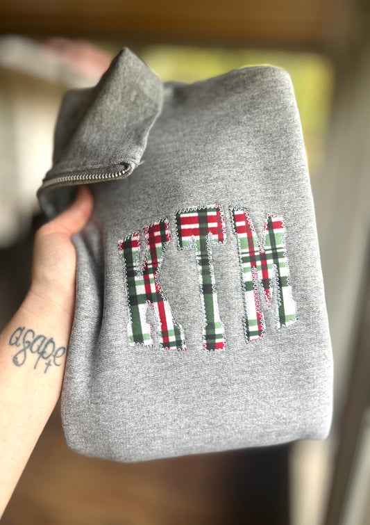 Flannel Monogram Quarter Zip OR Crew