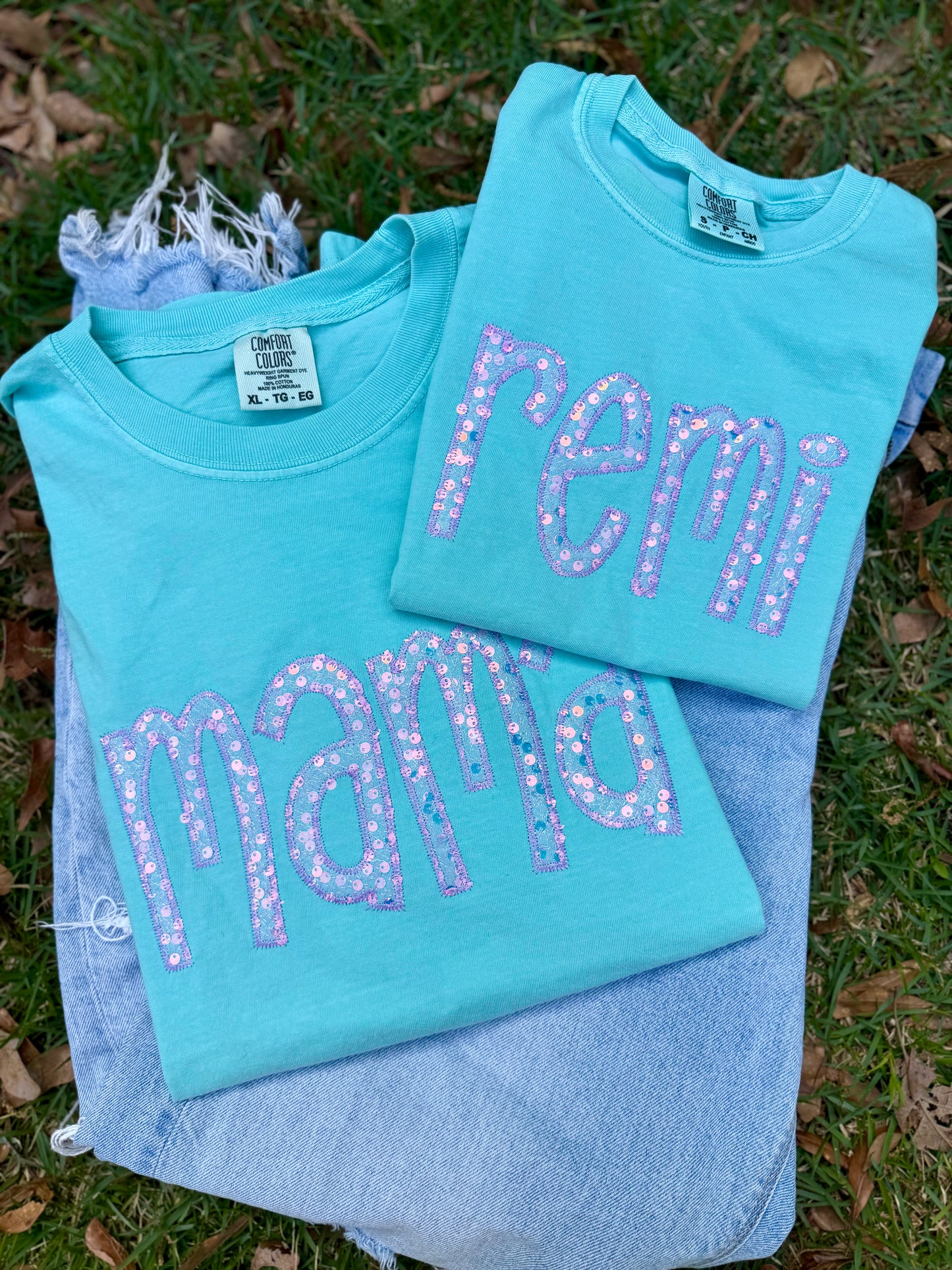 Purple Sequin Applique Names