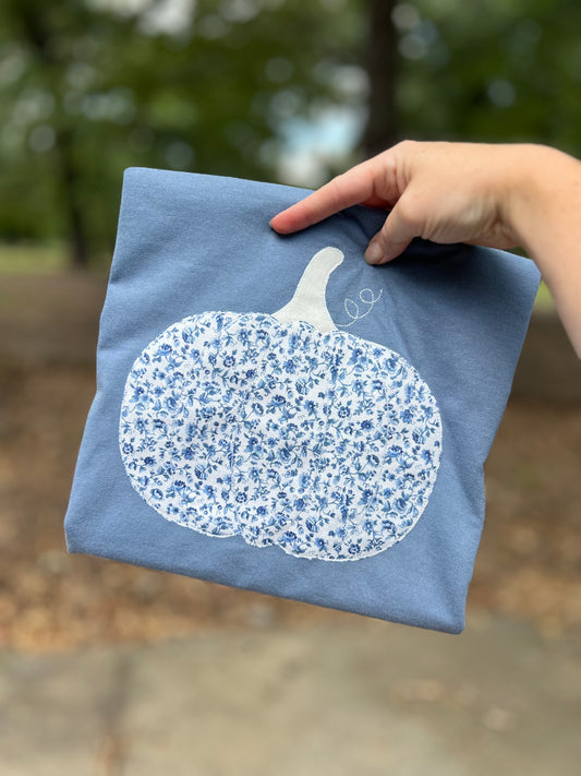 Pumpkin Blue Floral Tee