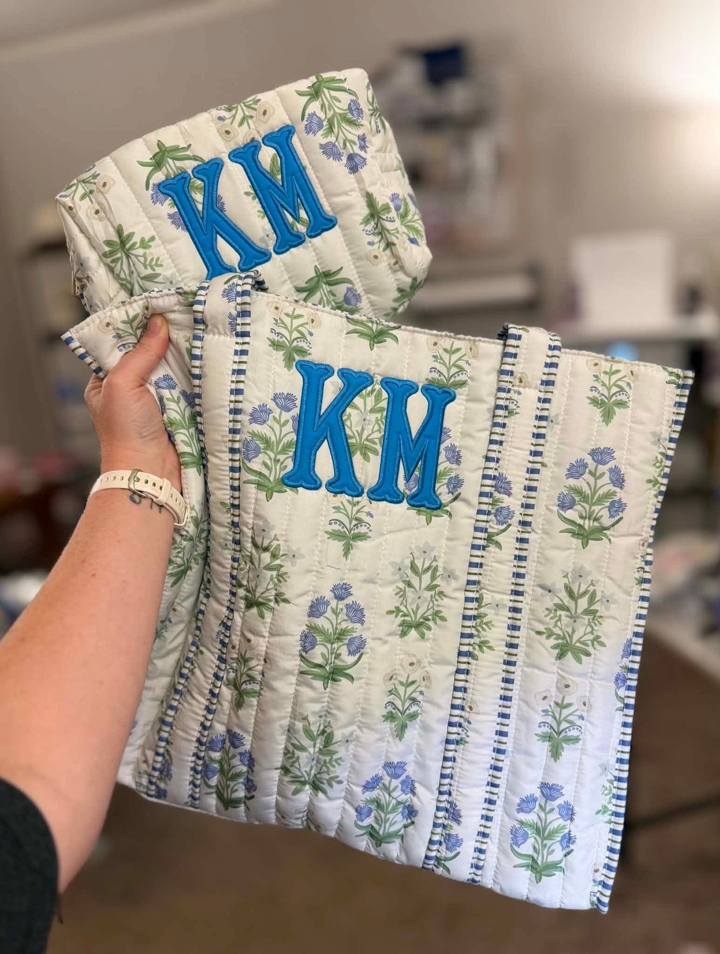 Quilted Tote & Cosmetic bags