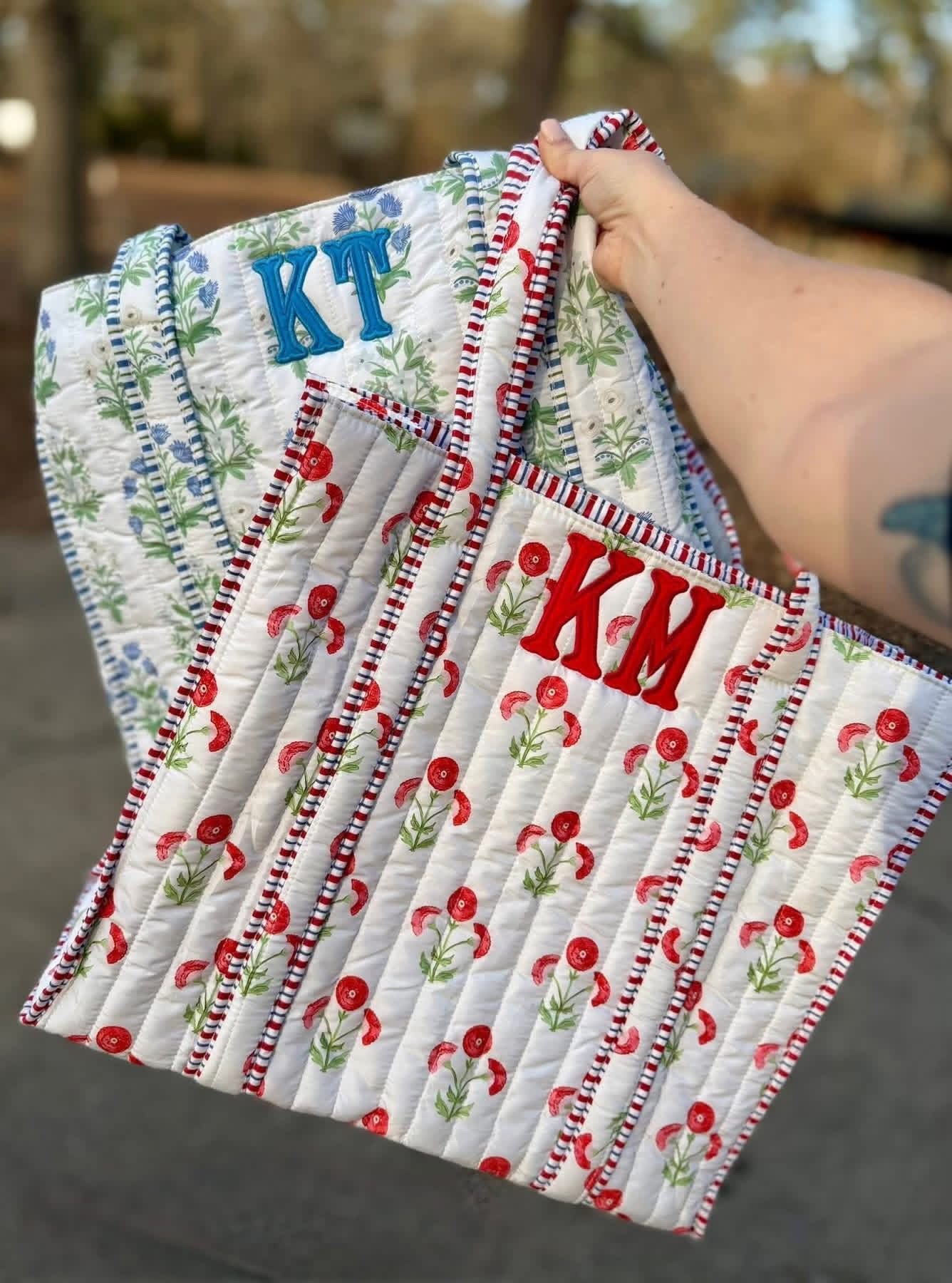 Quilted Tote & Cosmetic bags