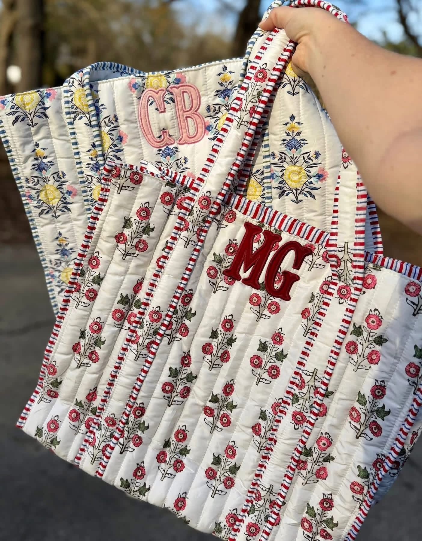 Quilted Tote & Cosmetic bags