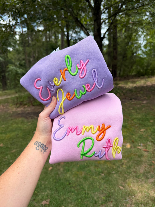 Girls Tees,Crews & Bubbles 3D Puff Names